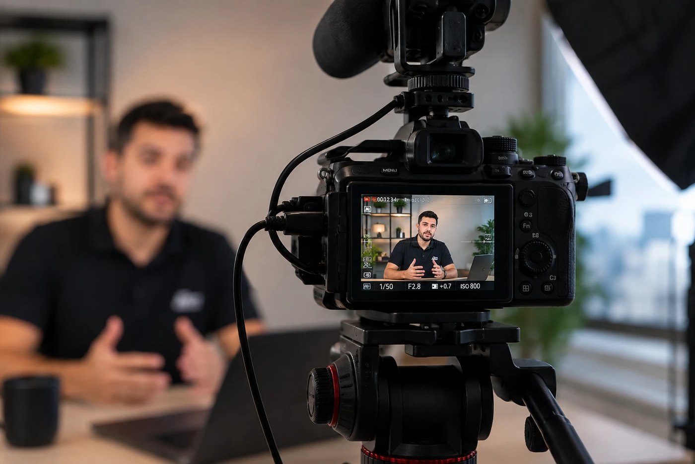 Gravação de vídeo com câmera profissional